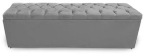 Calçadeira Baú Casal 140cm Nicole Capitonê Suede Cinza - Sheep Estofados - Cinza