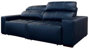 Sofá de Couro 2 Lugares Alabama 250cm USB M06 Cor Blue Bicolor 502 - ADJ DECOR