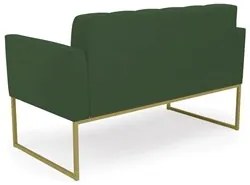 Sofá Namoradeira e 1 Poltrona Base Industrial Dourado Ana Veludo Verde