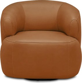 Poltrona Decorativa Verona Sala de Estar Base Giratória em Aço Couro Conhaque G88 - Gran Belo