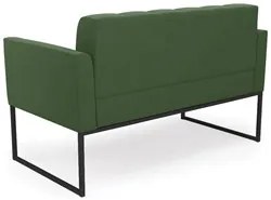 Sofá Namoradeira e 1 Poltrona Base Industrial Preto Ana Suede Verde -