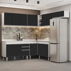 Armário de Cozinha Modulado de Canto 7 Peças CP20 Balcão com Tampo Bra