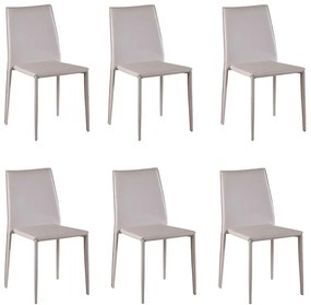 Kit 6 Cadeiras Decorativas Sala e Cozinha Karma PVC Nude G56 - Gran Belo