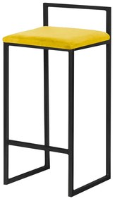 Banqueta Decorativa Jasmine Base Preto Suede Amarelo G41 - Gran Belo
