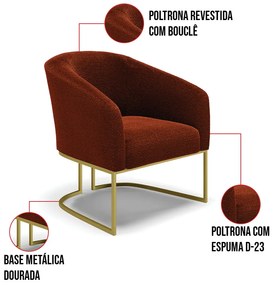 Poltrona Decorativa Industrial Dourado kit 2 Stella Bouclê D03 - D'Rossi - Terra