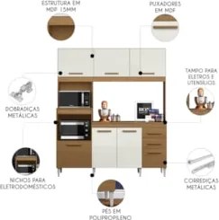 Armário de Cozinha Compacta com Tampo Melian Atacama/Off A15 - Mpozena