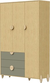 Guarda-Roupa Gracia 3 Portas - Oliva e Natural