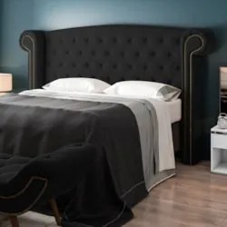Cabeceira Cama Box Casal King 195cm Provença Z37 Veludo Preto - Mpozen