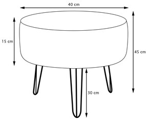 Puff Chloe Pés Hairpin Legs Prata Suede Bege