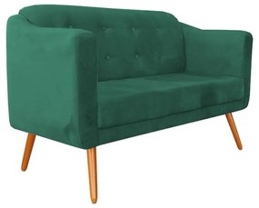 Namoradeira Bruna 1,40 m 2 Lugares Pés Palito Suede Verde Bandeira