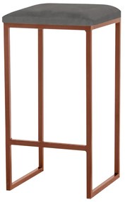 Banqueta Decorativa Billie Base Bronze Suede Cinza G41 - Gran Belo