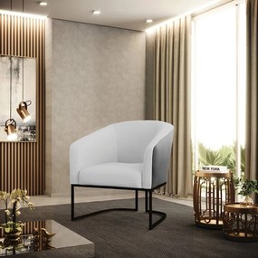 Poltrona Decorativa Industrial Preto Stella Preto/Linho Cinza D03 - D'Rossi