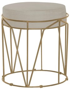 Puff Decorativo Sala de Estar Base Gold Chloe Suede Bege G41 - Gran Belo