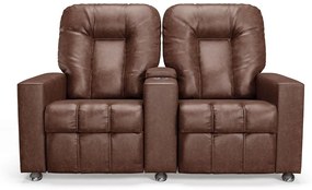 Poltrona do Papai Reclinável 2 Lugares Sala de Cinema Pequim Manual PU Marrom G23 - Gran Belo