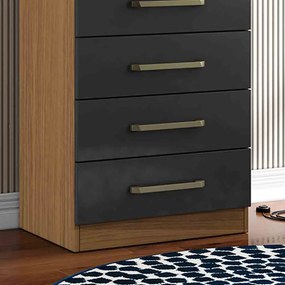 Cômoda para Quarto com 5 Gavetas 61cm Ingrid A09 - D'Rossi - Atacama e Grafite