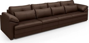 Sofá Retrátil Elétrico Sala de Estar Nolan Bipartido 339cm Conforto Premium em Couro Marrom Brilho G58 - Gran Belo