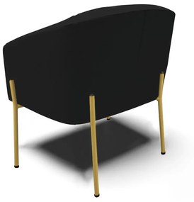 Poltrona Decorativa Pé de Ferro Dourado Kit 2 Stella Linho D03 - D'Rossi - A79 Preto