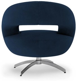 Poltrona Decorativa Base Giratória Topázio Veludo Azul - Sheep Estofados - Azul escuro