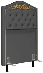 Cabeceira Cama Box Solteiro 90cm com Tachas Imperial Veludo J02 Cinza