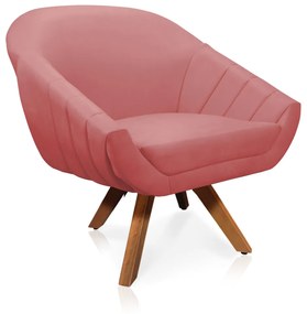 Kit 01 Namoradeira 02 Lugares e 02 Poltronas Giratória Giovana Suede Rosê Base Madeira MM30 - D'Rossi