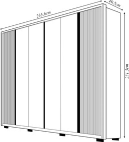 Guarda Roupa Santi Ripado com 6 Portas 4 Gavetas em MDF Freijo/OffWhite G11 - Gran Belo