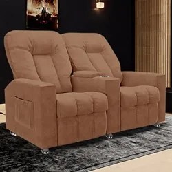 Poltrona Reclinável Para Cinema 2 Lugares Praddo FH9 Veludo Terracota