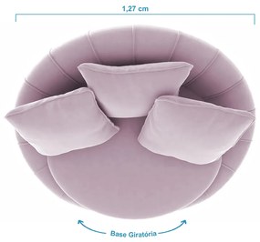 Poltrona Decorativa Redonda Giratória Glória Veludo Rosê - Sheep Estofados - Veludo Rosê