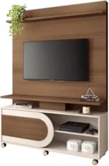 Estante Painel de TV 55 Pol 136cm Urbe H01 Castanho/Off White - Mpozen