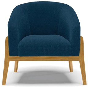 Poltrona Decorativa Base Madeira Stella Bouclê D03 - D'Rossi - Azul