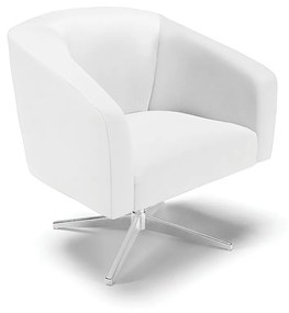 Poltrona Decorativa Giratória Cromada Kit 2 Stella Sintético Branco D03 - D'Rossi
