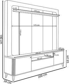 Home Decorativo Max MDP/MDF com Portas TV Até 70 Polegadas Tauari/Off White G77 - Gran Belo