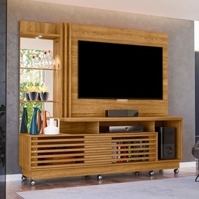 Estante de TV 60 Pol 200cm com Rodízio Sala de Estar Lumari M20 - D'Rossi - Cumaru