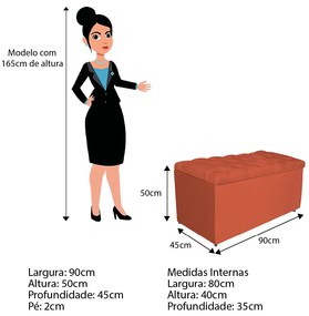 Calçadeira Estofada Liverpool 90 cm Solteiro Suede Terracota - ADJ Decor