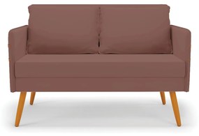 Kit 01 Namoradeira 02 Lugares e 02 Poltronas Mari Veludo Base de Madeira MA30 - Rose