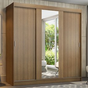 Guarda-Roupa Casal Madesa Reno 3 Portas de Correr com Espelho Rustic Cor:Rustic