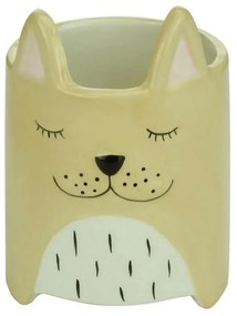 Cachepot Vaso Decorativo de Cerâmica Cachorro Bege
