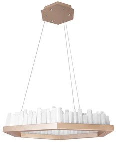 Pendente Led Cristal E Aluminio Dourado 70W 3000K Felsen