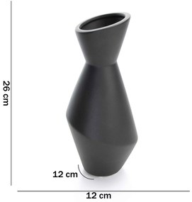 Vaso Decorativo Preto Em Cerâmica 26x12 Cm - D'Rossi
