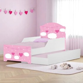 Mini Cama Infantil com Cama Auxiliar 153x79cm Personagens K02 - D'Rossi - NUVEM MENINA