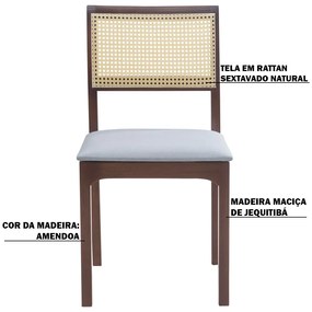 Kit 3 Cadeiras Decorativa Sala de Jantar Nivea Amêndoa G55 - Gran Belo
