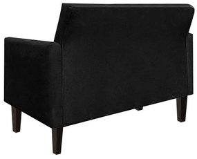Namoradeira Jade 02 Lugares Suede Preto Pés Chanfrado Tabaco - D'Rossi