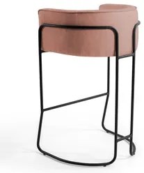 Kit 3 Banquetas Decorativas Base Aço Preto Betina C-105 Linho Rosê - D