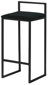 Banqueta Decorativa Selena Base Preta Veludo Preto G41 - Gran Belo