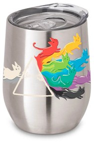 Copo Inox Corpo Duplo 400 ml Brilhante Gato Prisma Cats Geek - Cinza Mescla