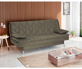 Sofá Cama Sala de Estar 193cm Belinda com Pés Alumínio Veludo Marrom Claro G45 - Gran Belo