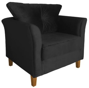 Poltrona Decorativa Ibis Quarto Sala Promoção Suede Preto