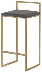 Banqueta Decorativa Jasmine Base Gold Suede Cinza G41 - Gran Belo