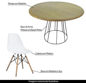 Conjunto Mesa de Jantar com 4 Cadeiras Garabit/Telaio Branco/Castanho G04 - Gran Belo