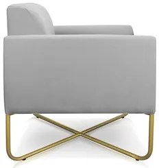 Kit 2 Poltronas Decorativas Base Industrial X Dourada Maressa S10 Sued
