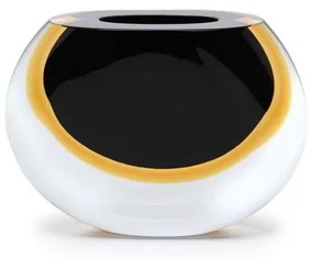 Vasinho 92 Bicolor Preto com Âmbar Murano Cristais Cadoro